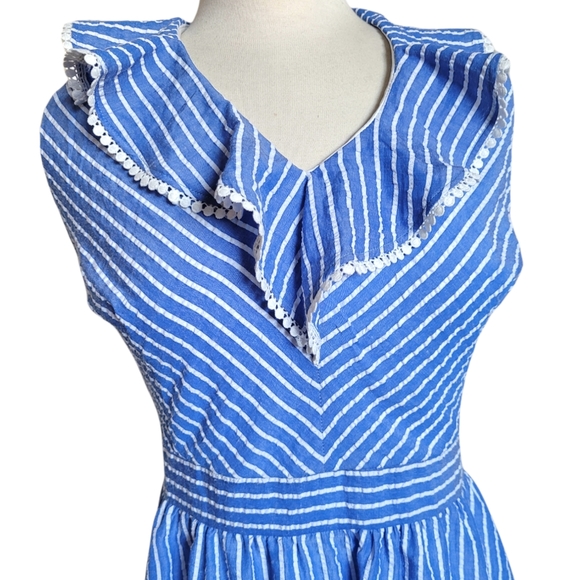Julia Jordan Blue/White Striped Dress Size 14 - Picture 5 of 7
